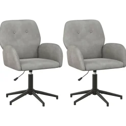 vidaXL Draaiende Bureaustoelen 2 st 54 x 55 x 90 cm Lichtgrijs fluweel