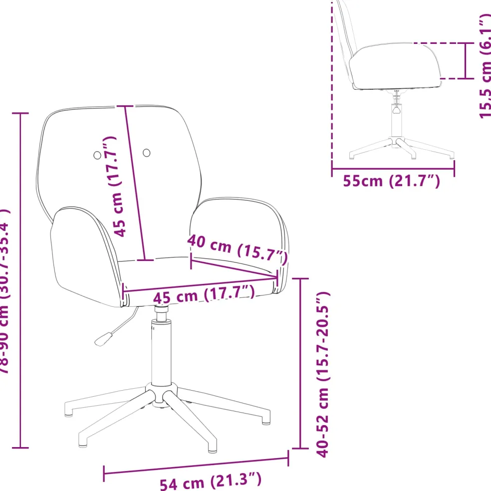 vidaXL Draaischrijfstoel 54 x 55 x 90 cm Zwart fluweel
