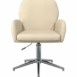 vidaXL Draaischrijfstoel 54 x 58 x 90 cm Crèmekleurig Stof