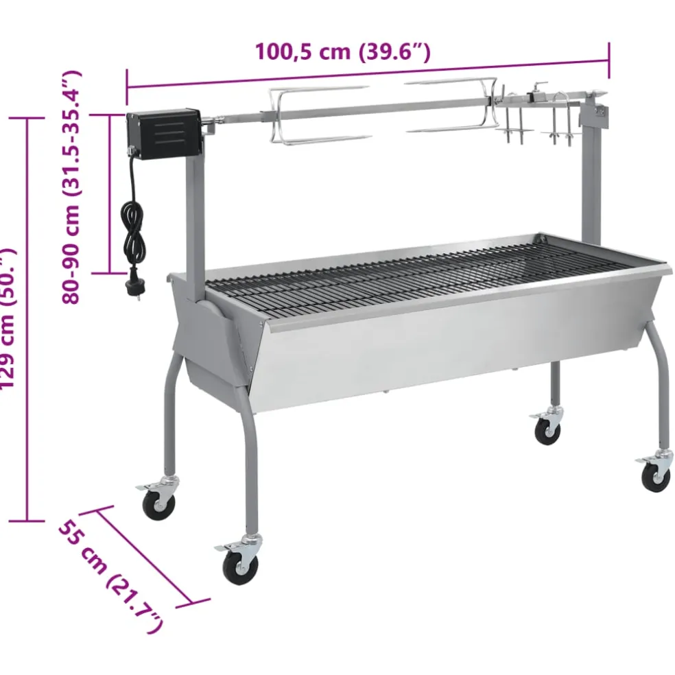 vidaXL Draaispit barbecue met elektrische motor