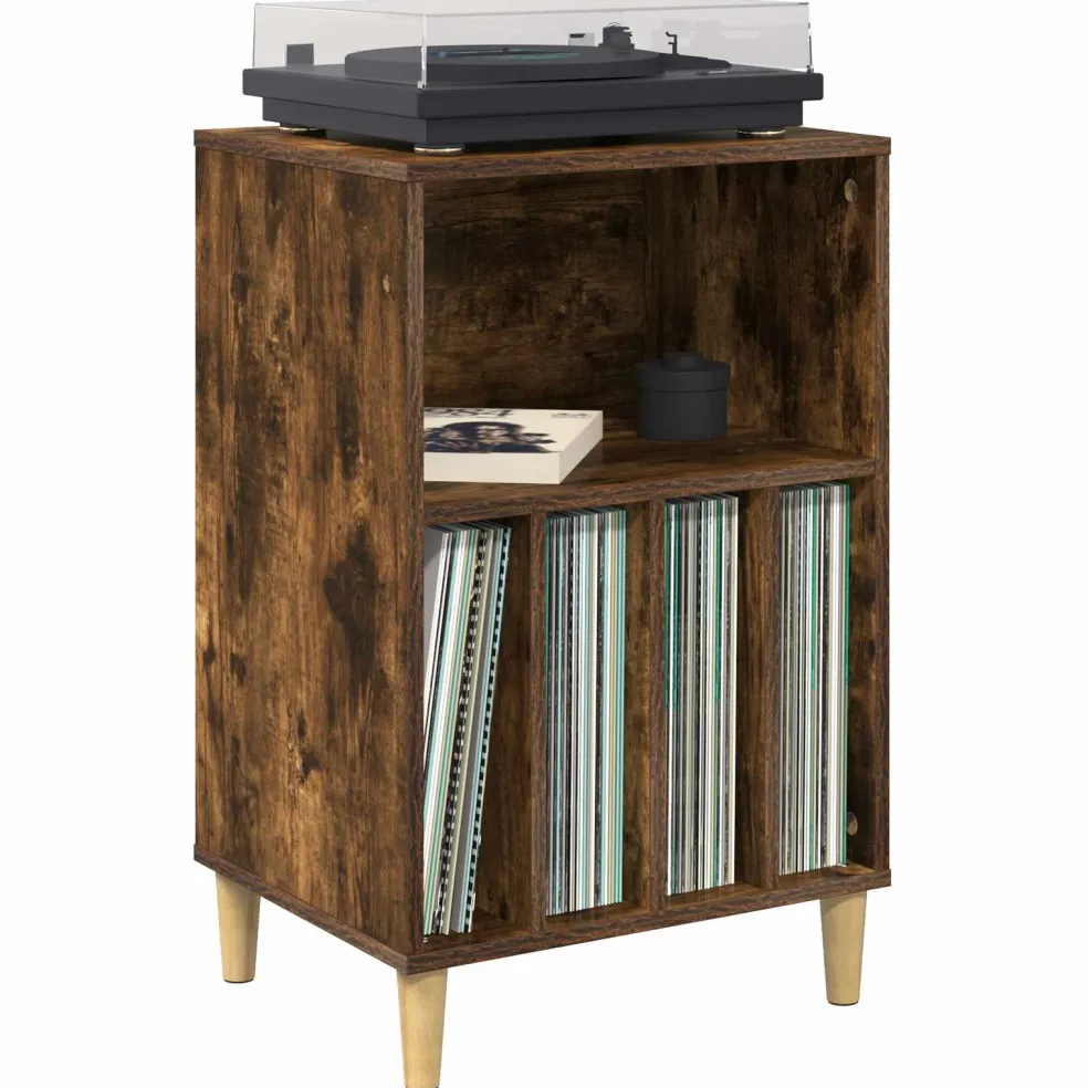 vidaXL Draaitafelstand Gerookt eiken 47 x 39,5 x 74,5 cm Bewerkt hout