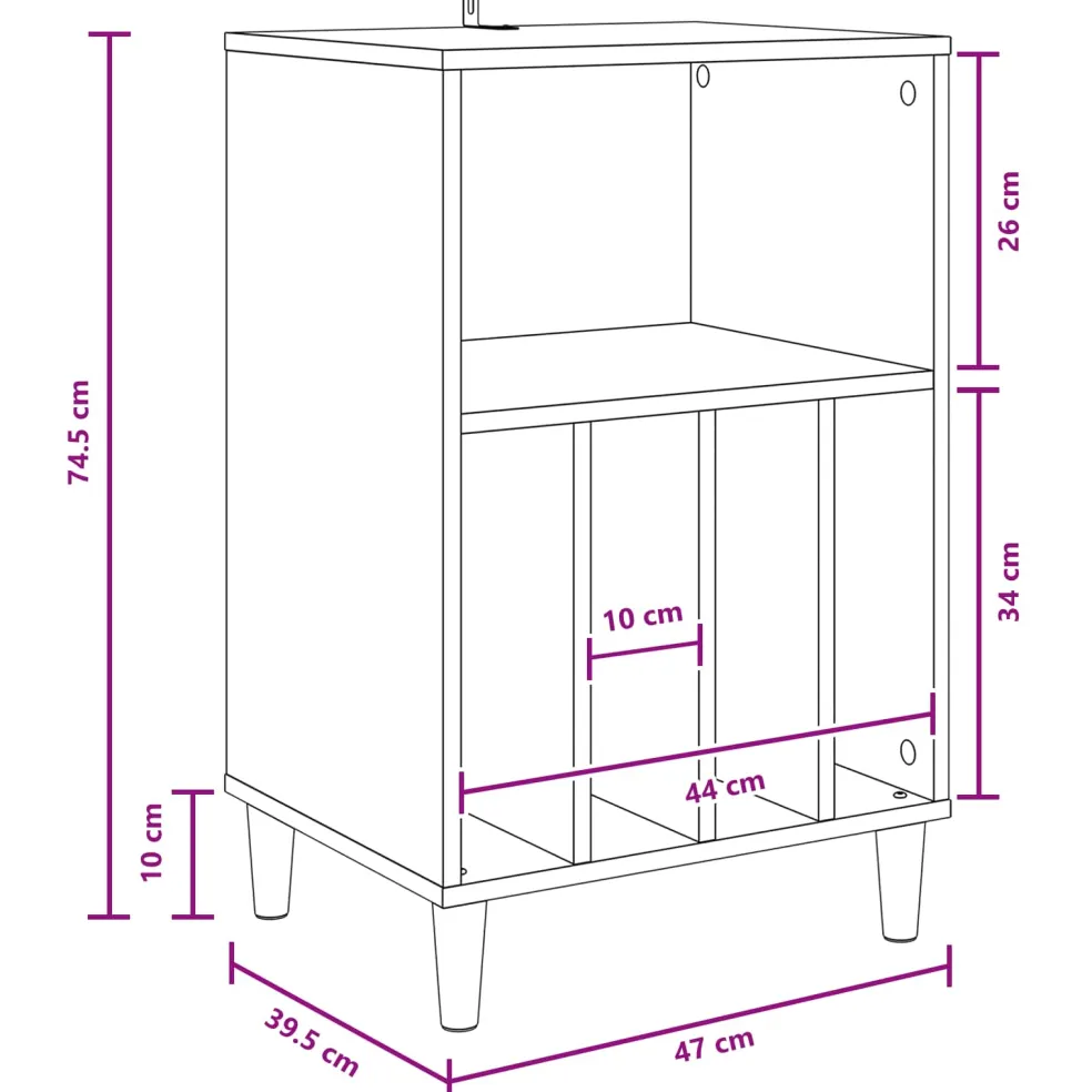 vidaXL Draaitafelstand Gerookt eiken 47 x 39,5 x 74,5 cm Bewerkt hout