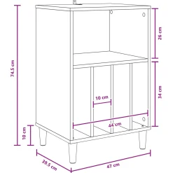 vidaXL Draaitafelstand Sonoma Eiken 47 x 39,5 x 74,5 cm Bewerkt hout