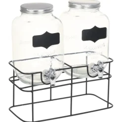 vidaXL Drankdispensers 2 st met standaard 2 x 4 L glas