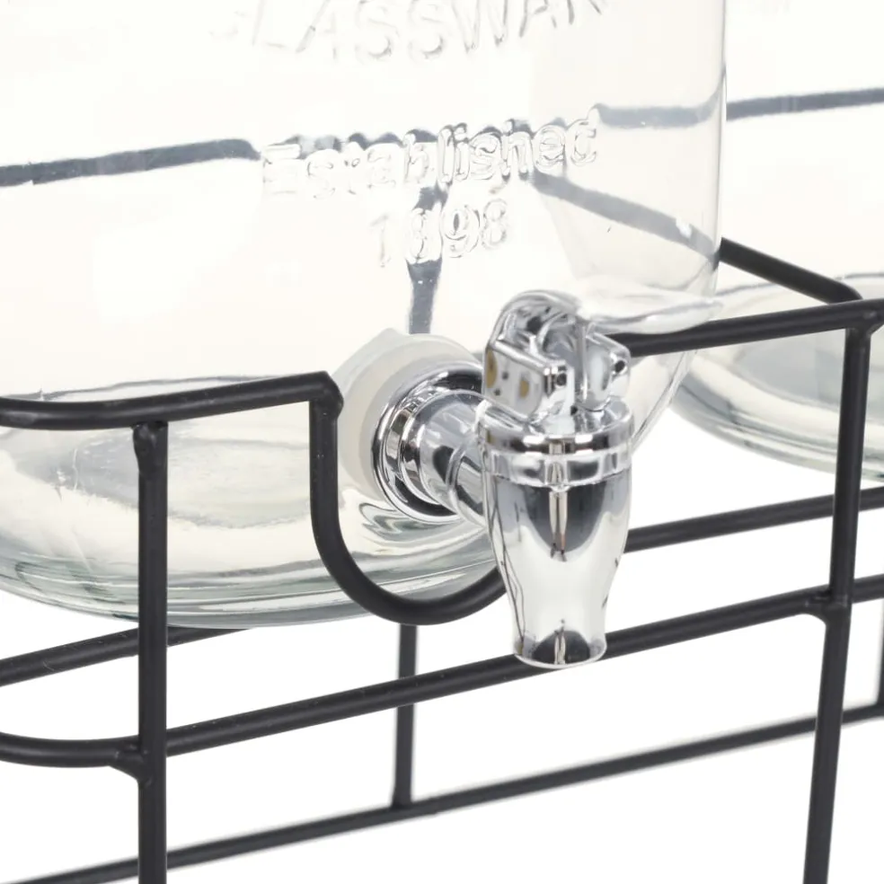 vidaXL Drankdispensers 2 st met standaard 2 x 4 L glas
