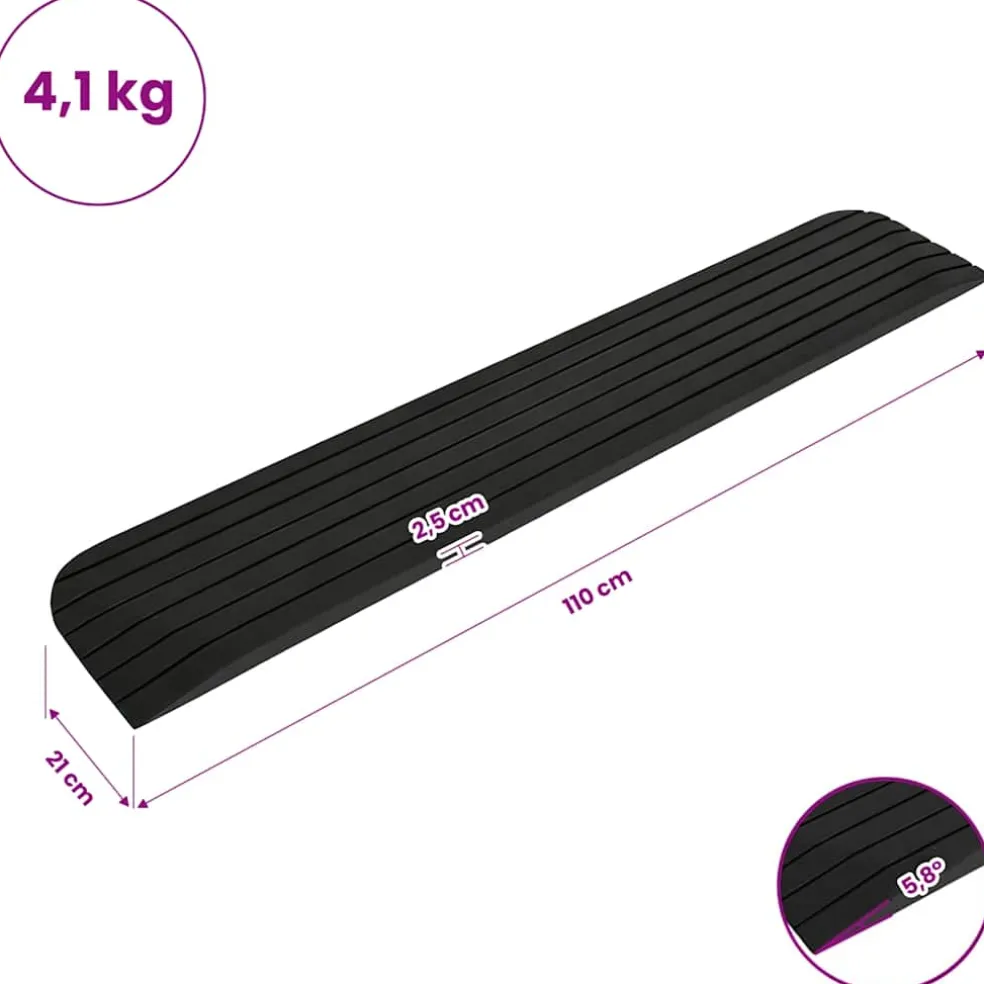 vidaXL Drempelhulp 110x21x2,5 cm rubber