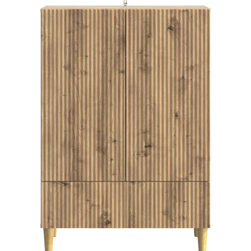 vidaXL Dressoir Artisanaal eiken 66 x 34,5 x 95 cm Bewerkt hout