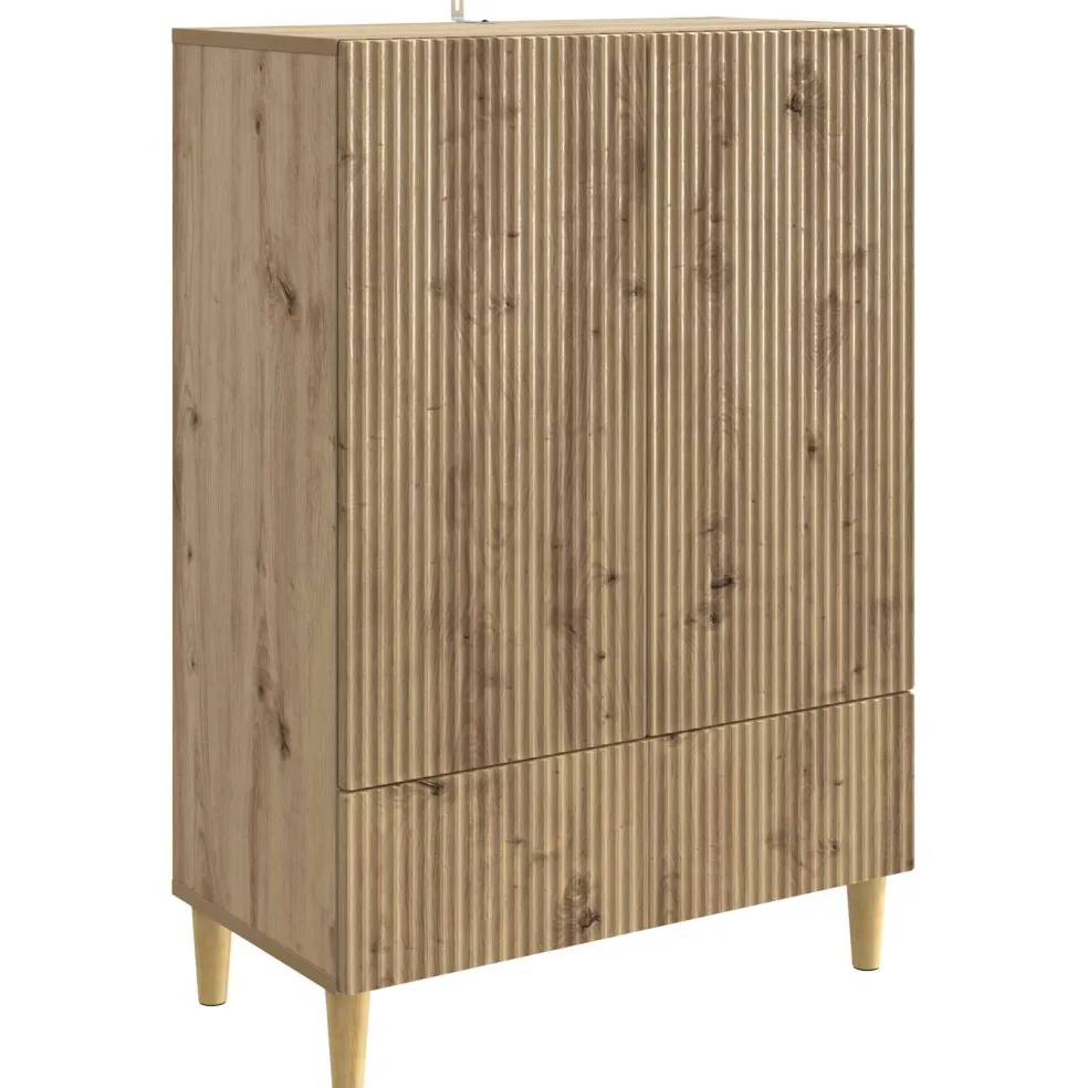 vidaXL Dressoir Artisanaal eiken 66 x 34,5 x 95 cm Bewerkt hout