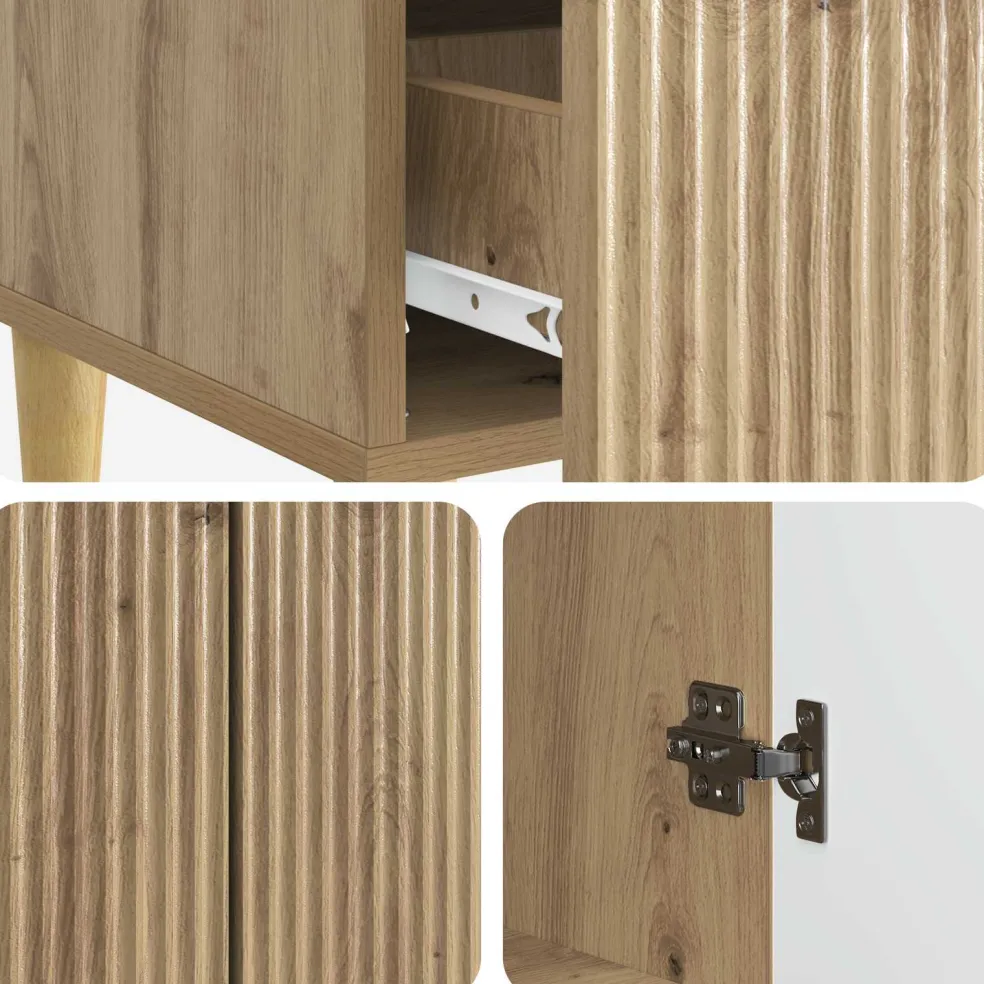 vidaXL Dressoir Artisanaal eiken 66 x 34,5 x 95 cm Bewerkt hout