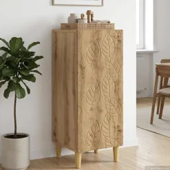 vidaXL Dressoir Artisanaal eiken 33 x 34,5 x 90 cm Bewerkt hout