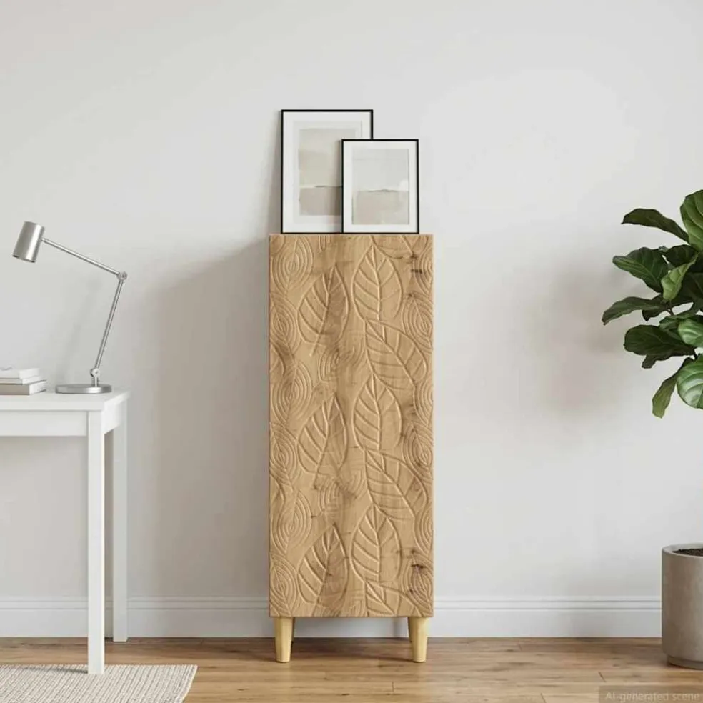 vidaXL Dressoir Artisanaal eiken 33 x 34,5 x 90 cm Bewerkt hout