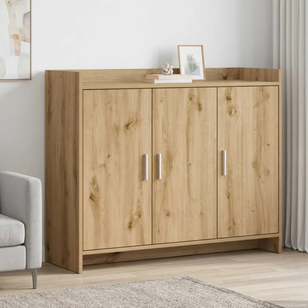 vidaXL Dressoir Artisanaal eiken 98,5 x 33 x 80 cm Bewerkt hout