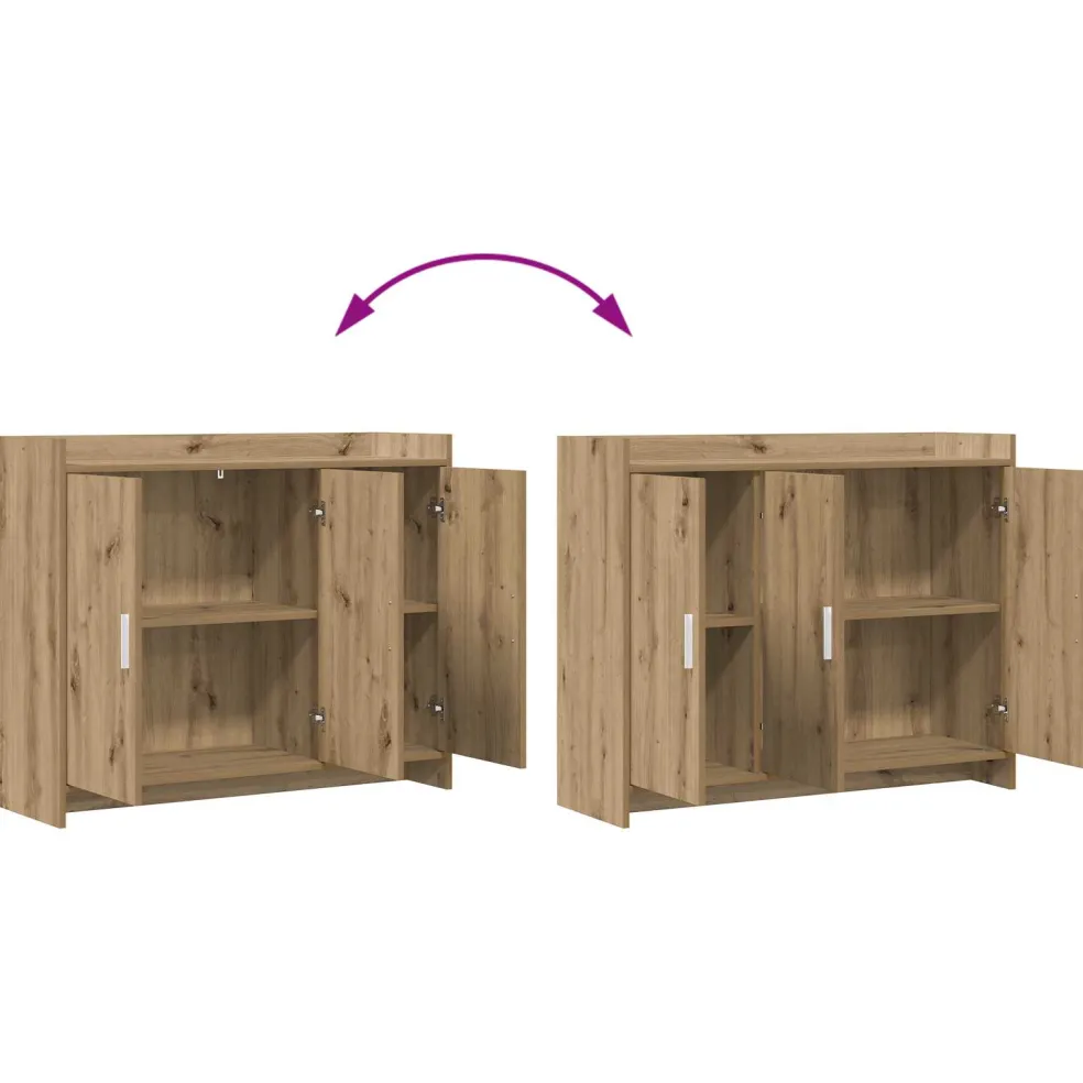 vidaXL Dressoir Artisanaal eiken 98,5 x 33 x 80 cm Bewerkt hout