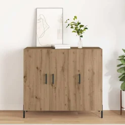 vidaXL Dressoir Artisan Eiken 90 x 34 x 80 cm Bewerkt hout