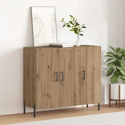 vidaXL Dressoir Artisan Eiken 90 x 34 x 80 cm Bewerkt hout