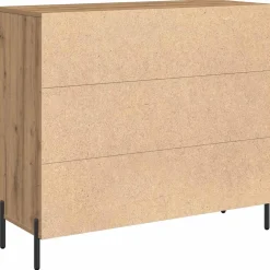 vidaXL Dressoir Artisan Eiken 90 x 34 x 80 cm Bewerkt hout