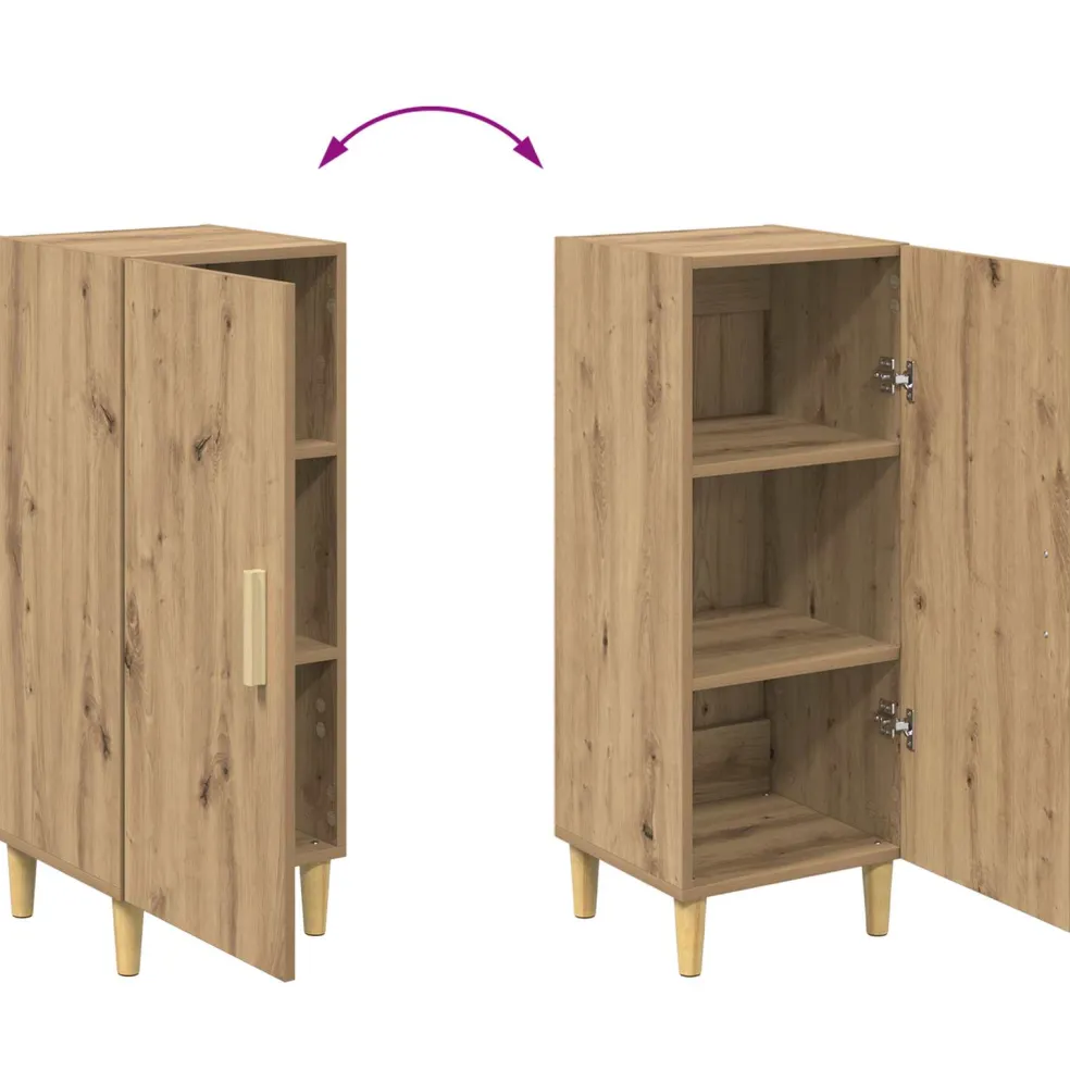 vidaXL Dressoir Artisan Eiken 34,5 x 34 x 90 cm Bewerkt hout