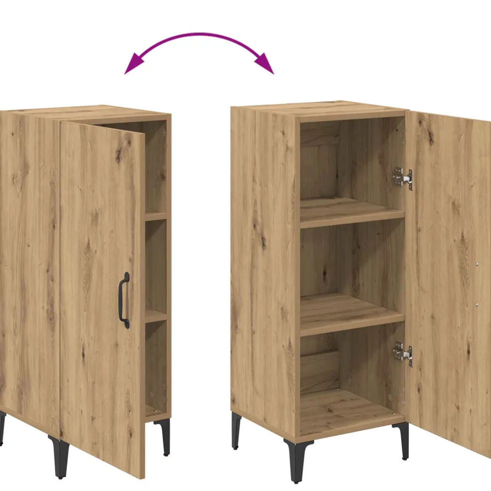 vidaXL Dressoir Artisan Eiken 34,5 x 34 x 90 cm Bewerkt hout