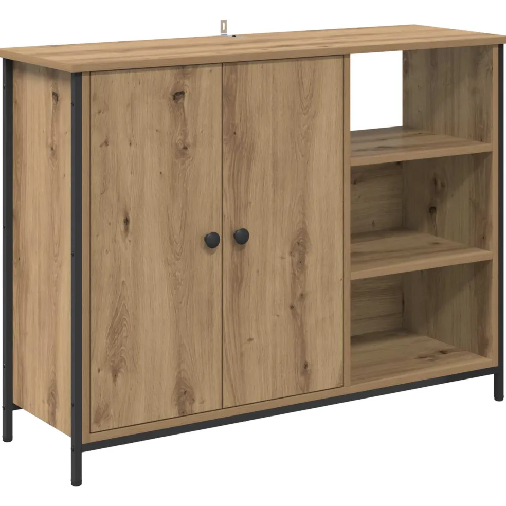 vidaXL Dressoir Artisan Eiken 100 x 33 x 75 cm Bewerkt hout