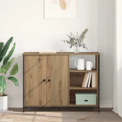 vidaXL Dressoir Artisan Eiken 100 x 33 x 75 cm Bewerkt hout