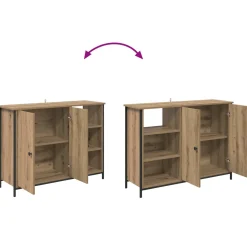 vidaXL Dressoir Artisan Eiken 100 x 33 x 75 cm Bewerkt hout