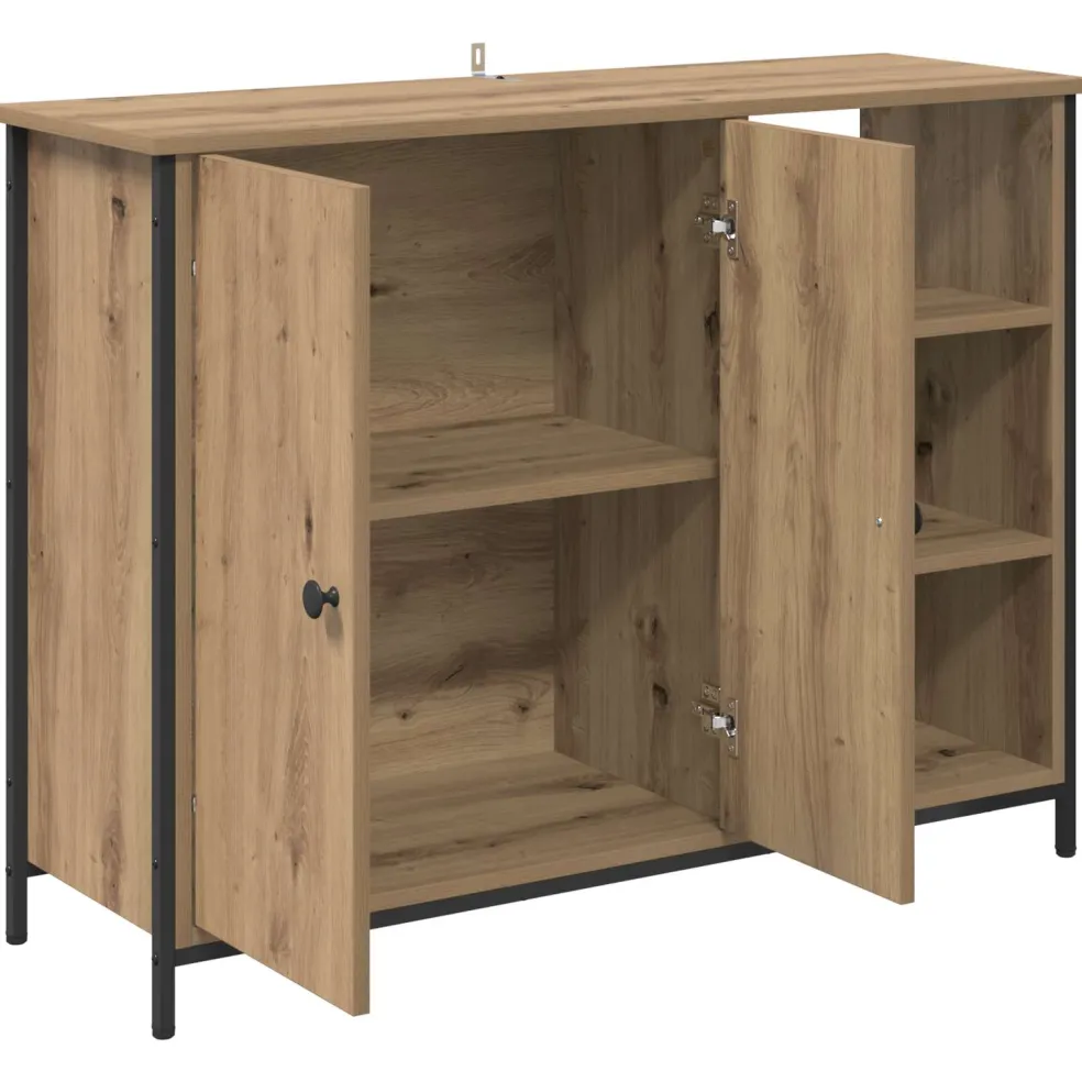 vidaXL Dressoir Artisan Eiken 100 x 33 x 75 cm Bewerkt hout