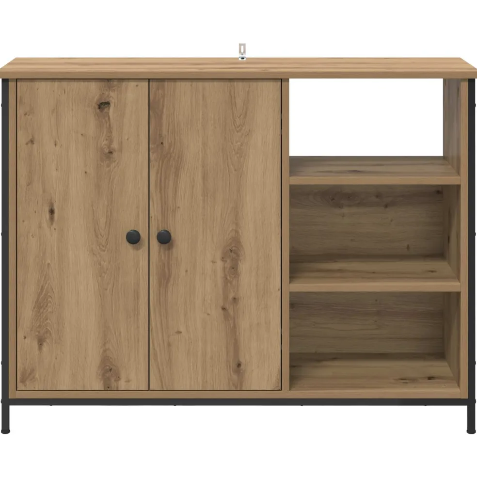 vidaXL Dressoir Artisan Eiken 100 x 33 x 75 cm Bewerkt hout