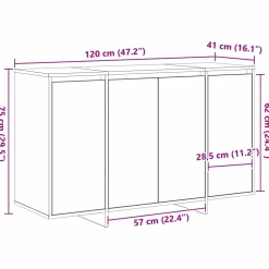 vidaXL Dressoir Artisan Eiken 120 x 41 x 75 cm Bewerkt hout