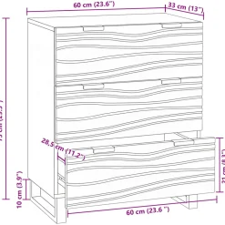 vidaXL Dressoir Bruin 60 x 33.5 x 75 cm Massief mangohout