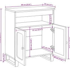 vidaXL Dressoir Bruin 60 x 33 x 75 cm Massief Mango Hout
