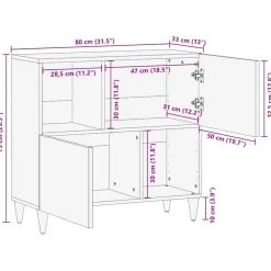 vidaXL Dressoir Bruin 80 x 33 x 75 cm Massief Mango Hout