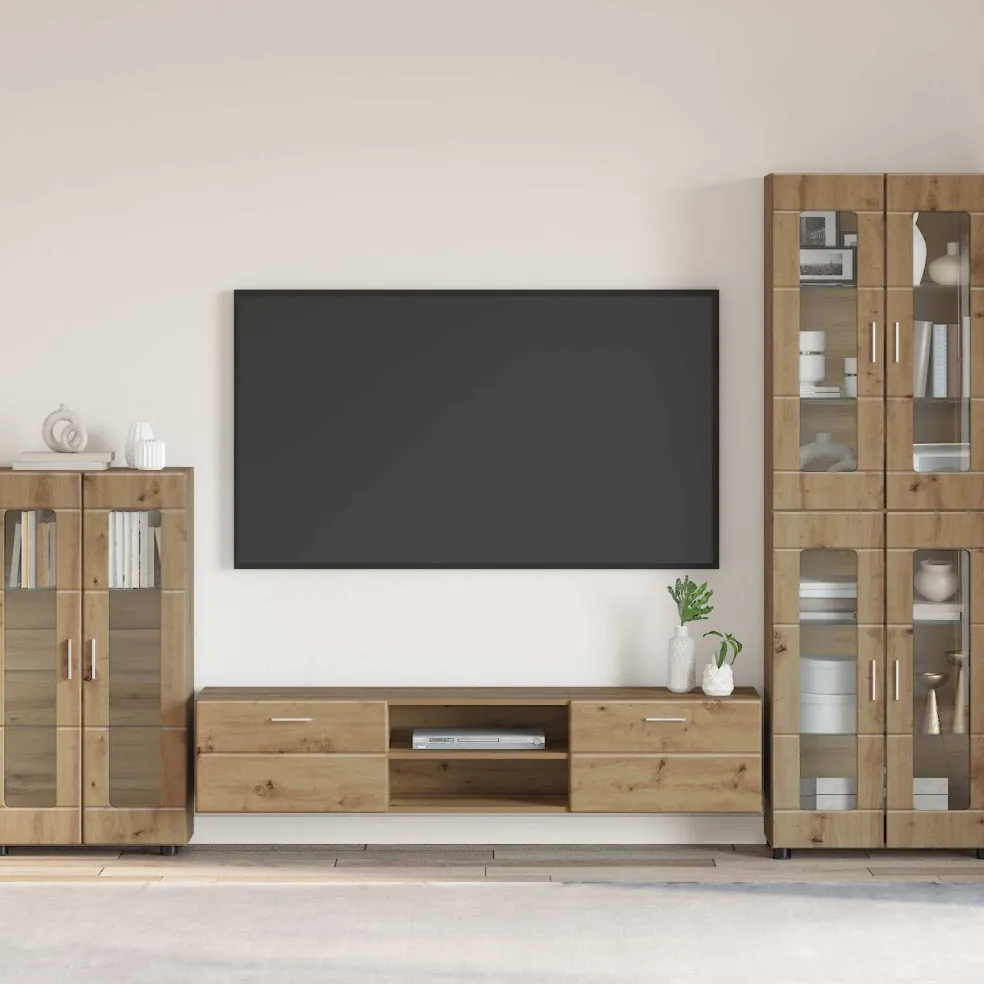 vidaXL Dressoir FLORIN 55,5 x 29 x 100 cm Artisan Eiken Bewerkt hout