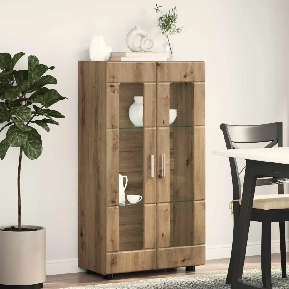 vidaXL Dressoir FLORIN 55,5 x 29 x 100 cm Artisan Eiken Bewerkt hout