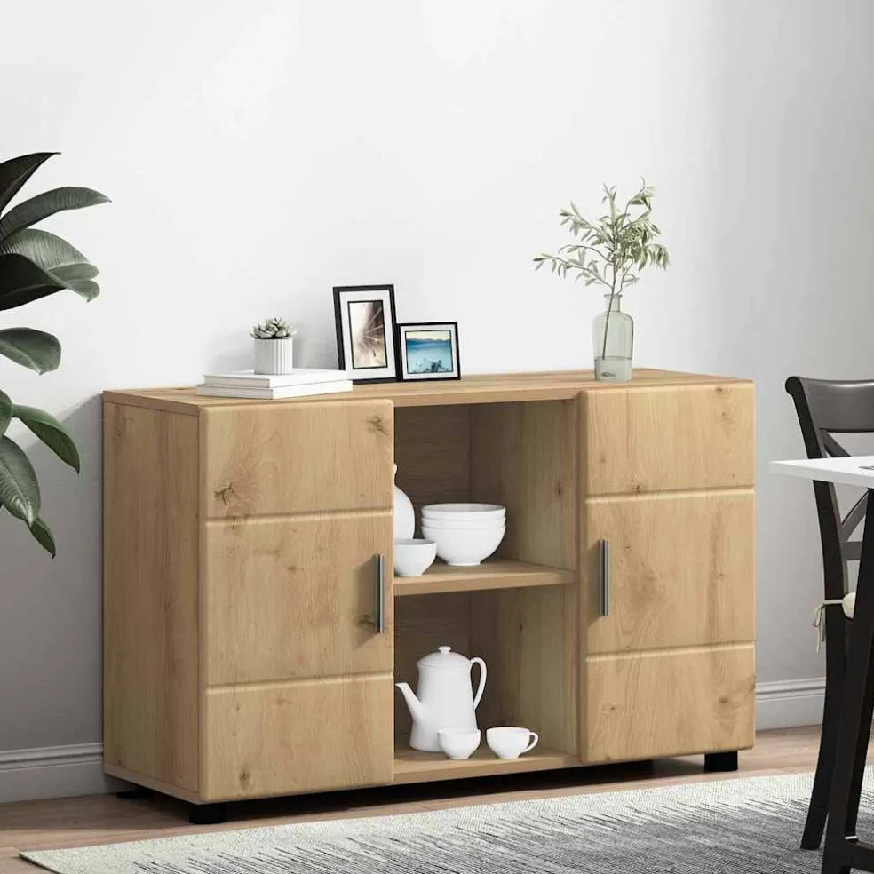 vidaXL Dressoir FLORIN 88,5 x 30,5 x 55,5 cm Artisan Eiken