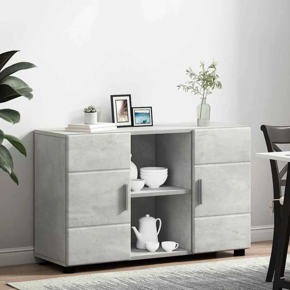 vidaXL Dressoir FLORIN 88,5 x 30,5 x 55,5 cm Beton Grijs Bewerkt hout