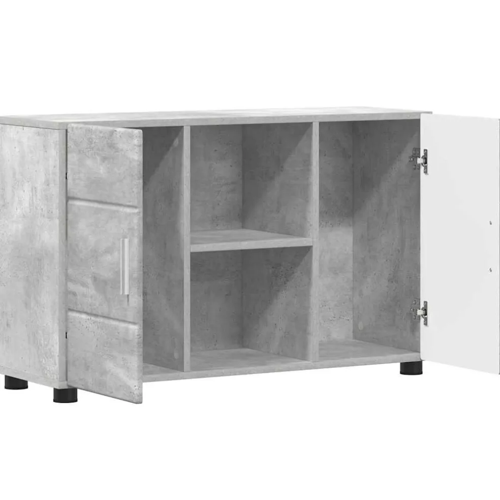 vidaXL Dressoir FLORIN 88,5 x 30,5 x 55,5 cm Beton Grijs Bewerkt hout