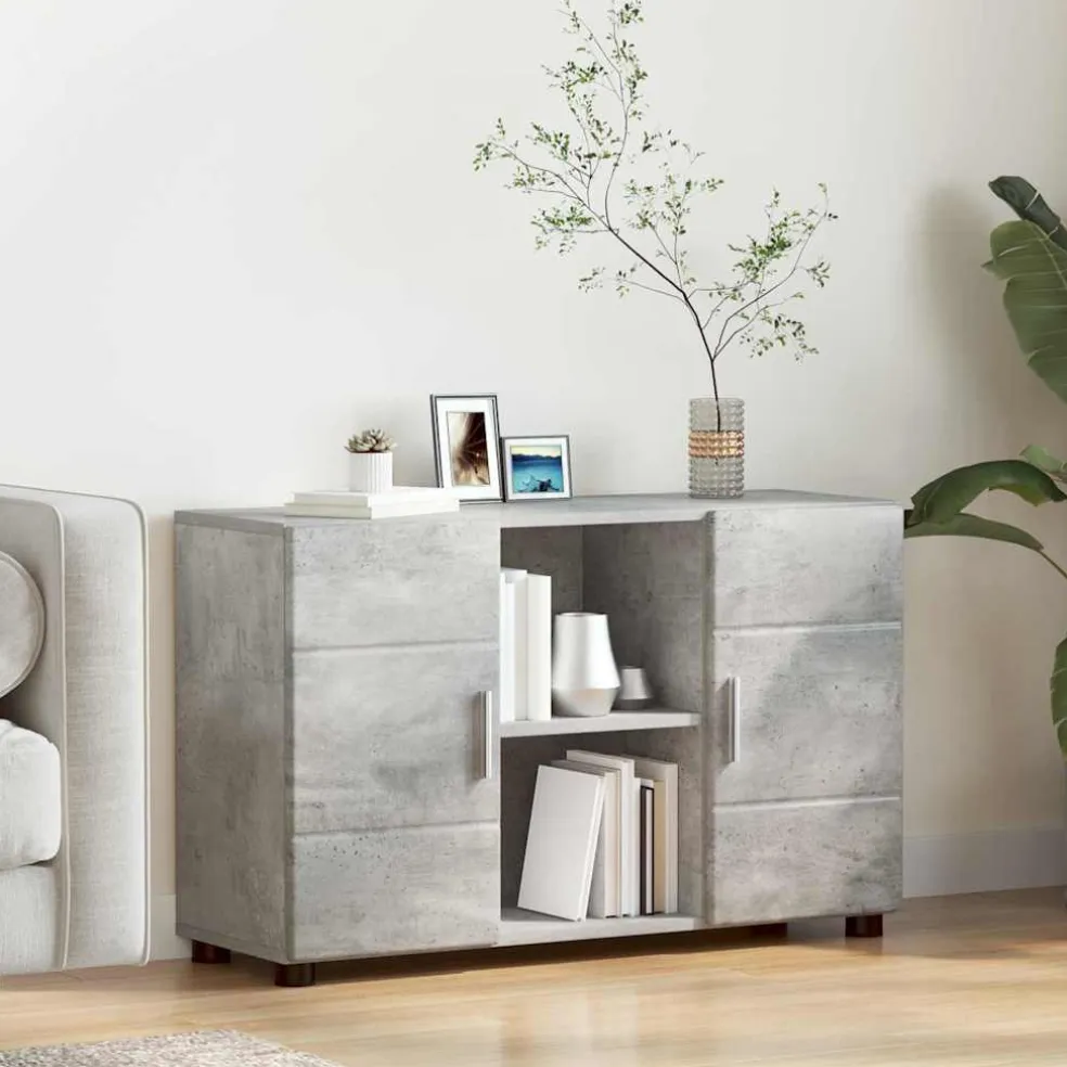 vidaXL Dressoir FLORIN 88,5 x 30,5 x 55,5 cm Beton Grijs Bewerkt hout