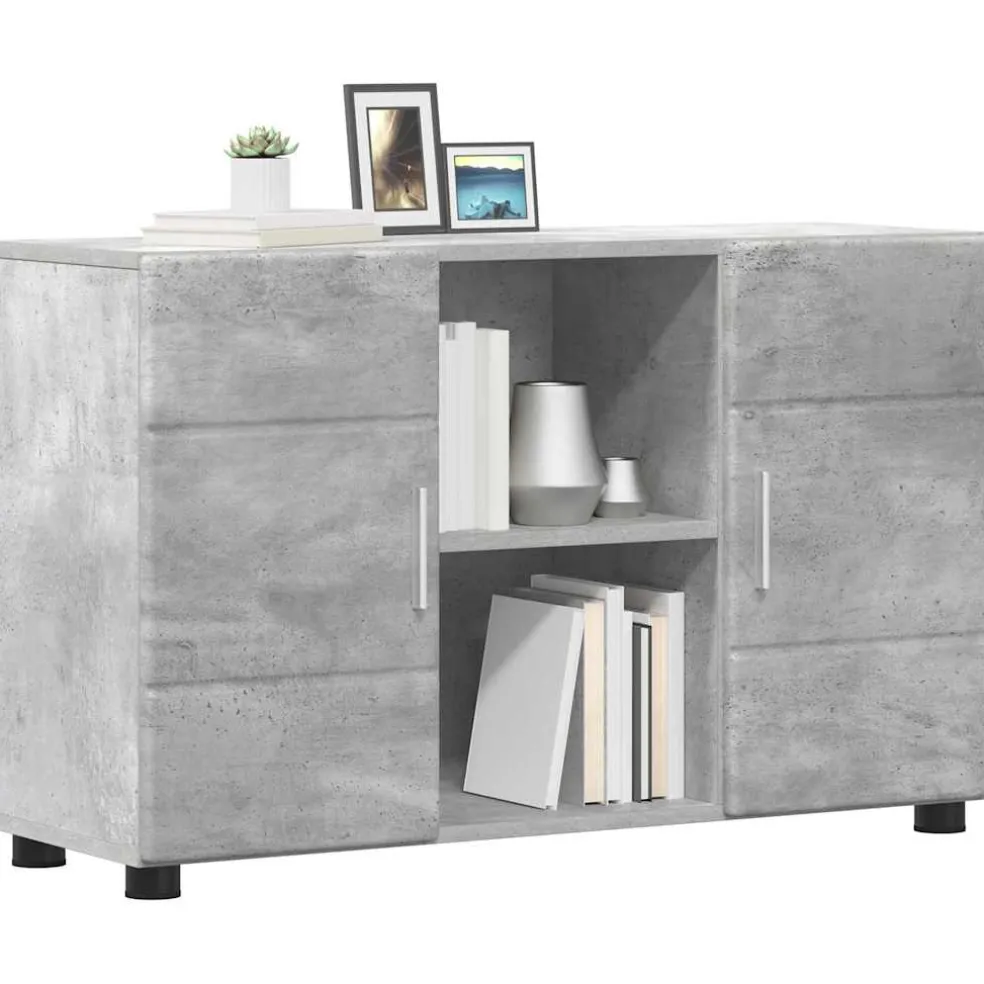 vidaXL Dressoir FLORIN 88,5 x 30,5 x 55,5 cm Beton Grijs Bewerkt hout