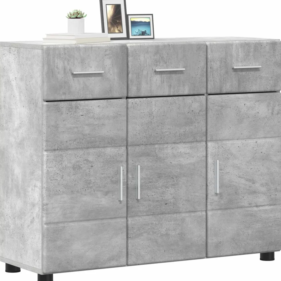 vidaXL Dressoir FLORIN 88,5 x 30,5 x 73 cm Beton Grijs Bewerkt hout