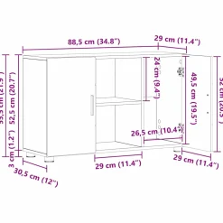 vidaXL Dressoir FLORIN 88,5 x 30,5 x 55,5 cm Gerookt eiken