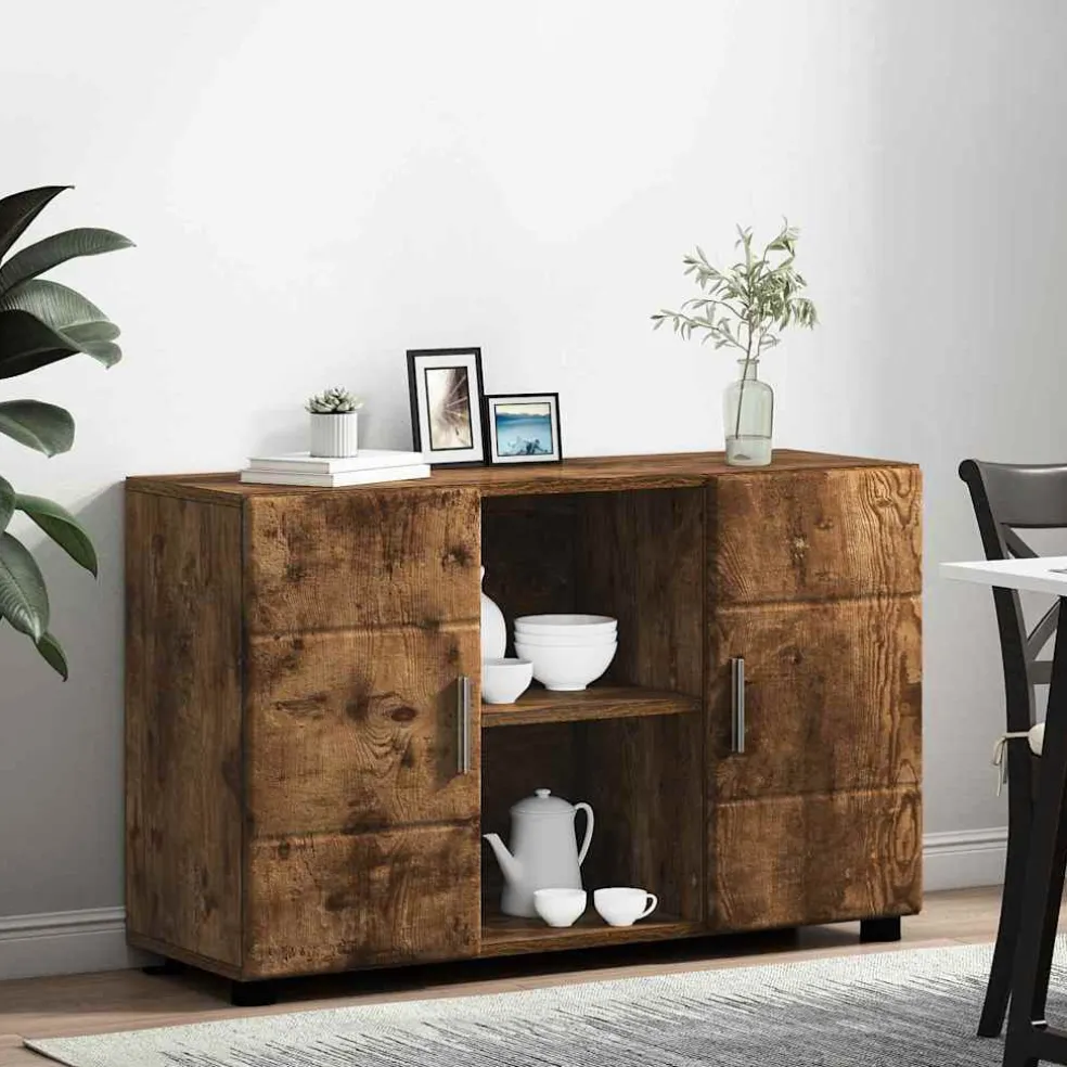 vidaXL Dressoir FLORIN 88,5 x 30,5 x 55,5 cm Gerookt eiken