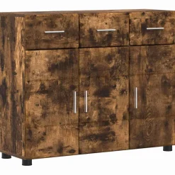 vidaXL Dressoir FLORIN 88,5 x 30,5 x 73 cm Gerookt eiken Bewerkt hout