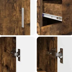 vidaXL Dressoir FLORIN 88,5 x 30,5 x 73 cm Gerookt eiken Bewerkt hout