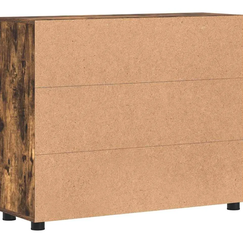 vidaXL Dressoir FLORIN 88,5 x 30,5 x 73 cm Gerookt eiken Bewerkt hout