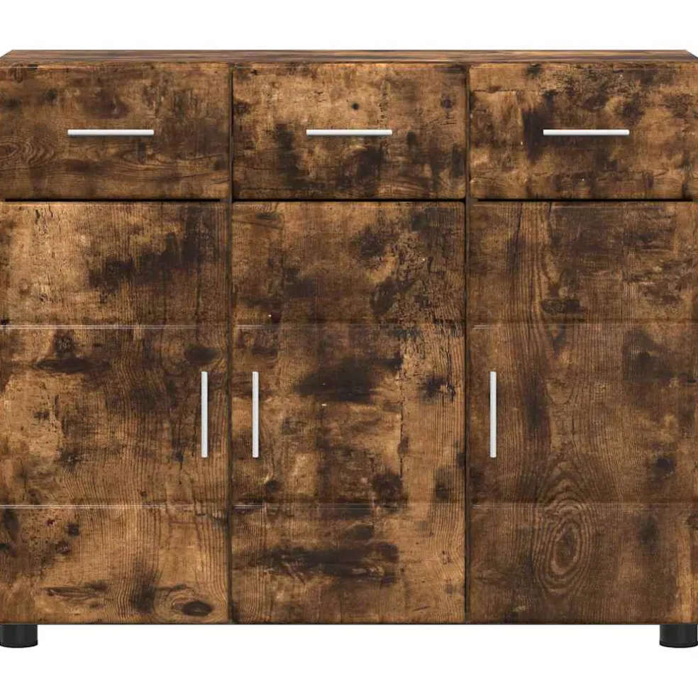vidaXL Dressoir FLORIN 88,5 x 30,5 x 73 cm Gerookt eiken Bewerkt hout
