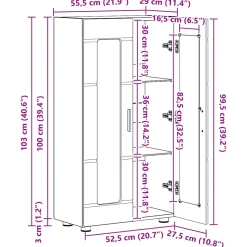 vidaXL Dressoir FLORIN 55,5 x 29 x 100 cm Gerookt eiken Bewerkt hout