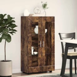 vidaXL Dressoir FLORIN 55,5 x 29 x 100 cm Gerookt eiken Bewerkt hout