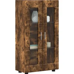 vidaXL Dressoir FLORIN 55,5 x 29 x 100 cm Gerookt eiken Bewerkt hout