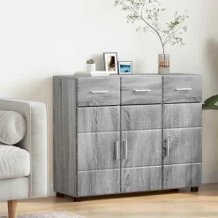 vidaXL Dressoir FLORIN 88,5 x 30,5 x 73 cm Grijs Sonoma Bewerkt hout