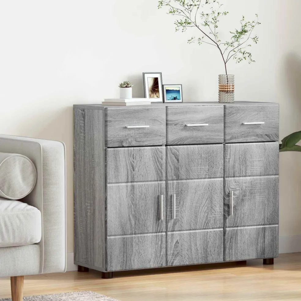 vidaXL Dressoir FLORIN 88,5 x 30,5 x 73 cm Grijs Sonoma Bewerkt hout